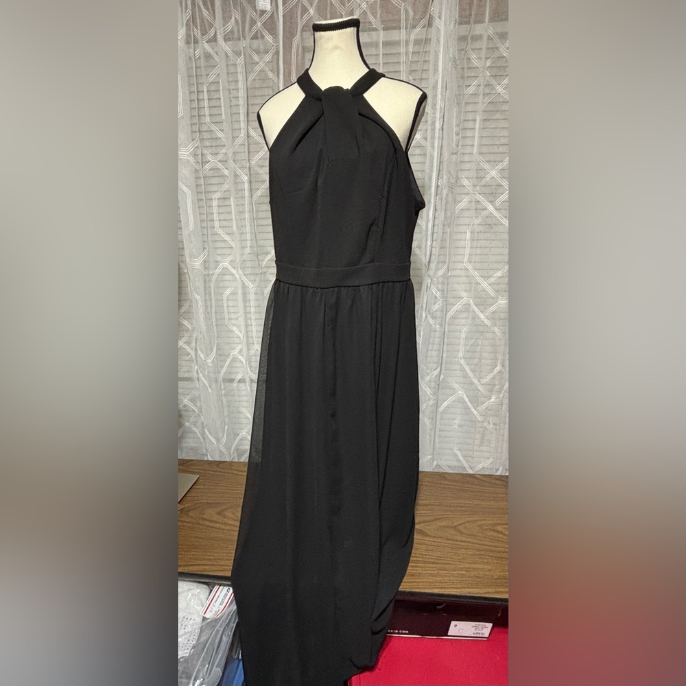 Addison Evenings Size 14 halter style maxi formal dress Sheer skirt w/lining58”L